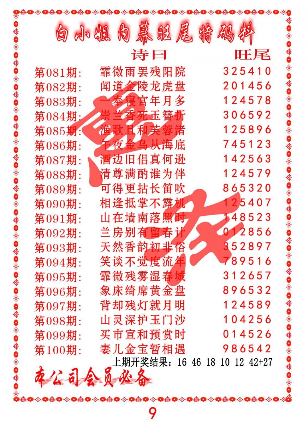 089期内幕旺尾特码料[图]